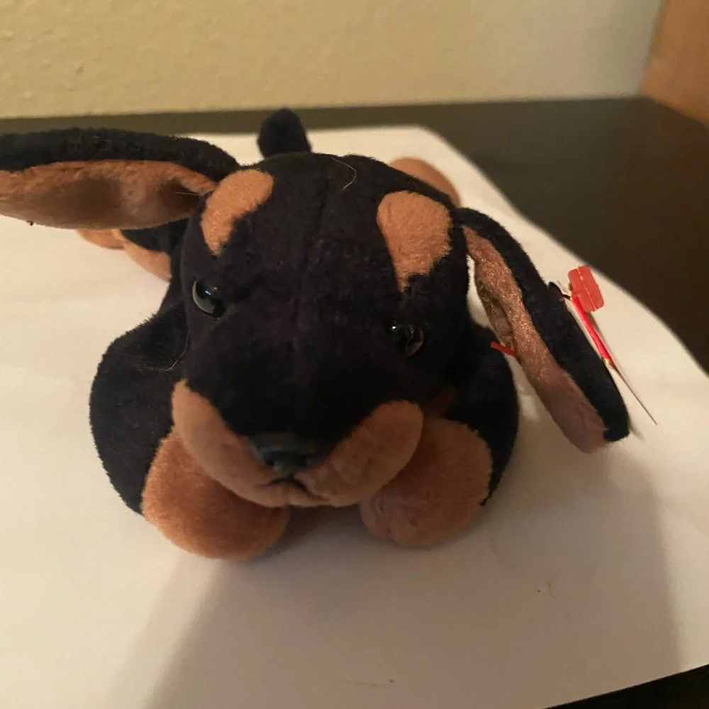 TY Plush Dachshund Dog Toy - Black and Brown